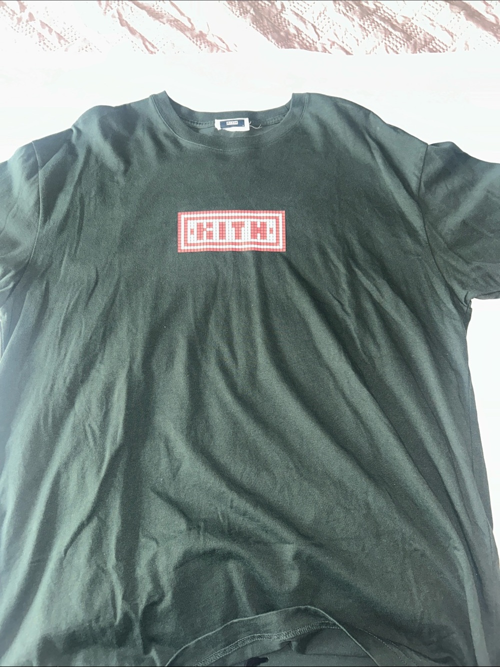 Kith Black Short Sleeve Tee with Red Logo Patch